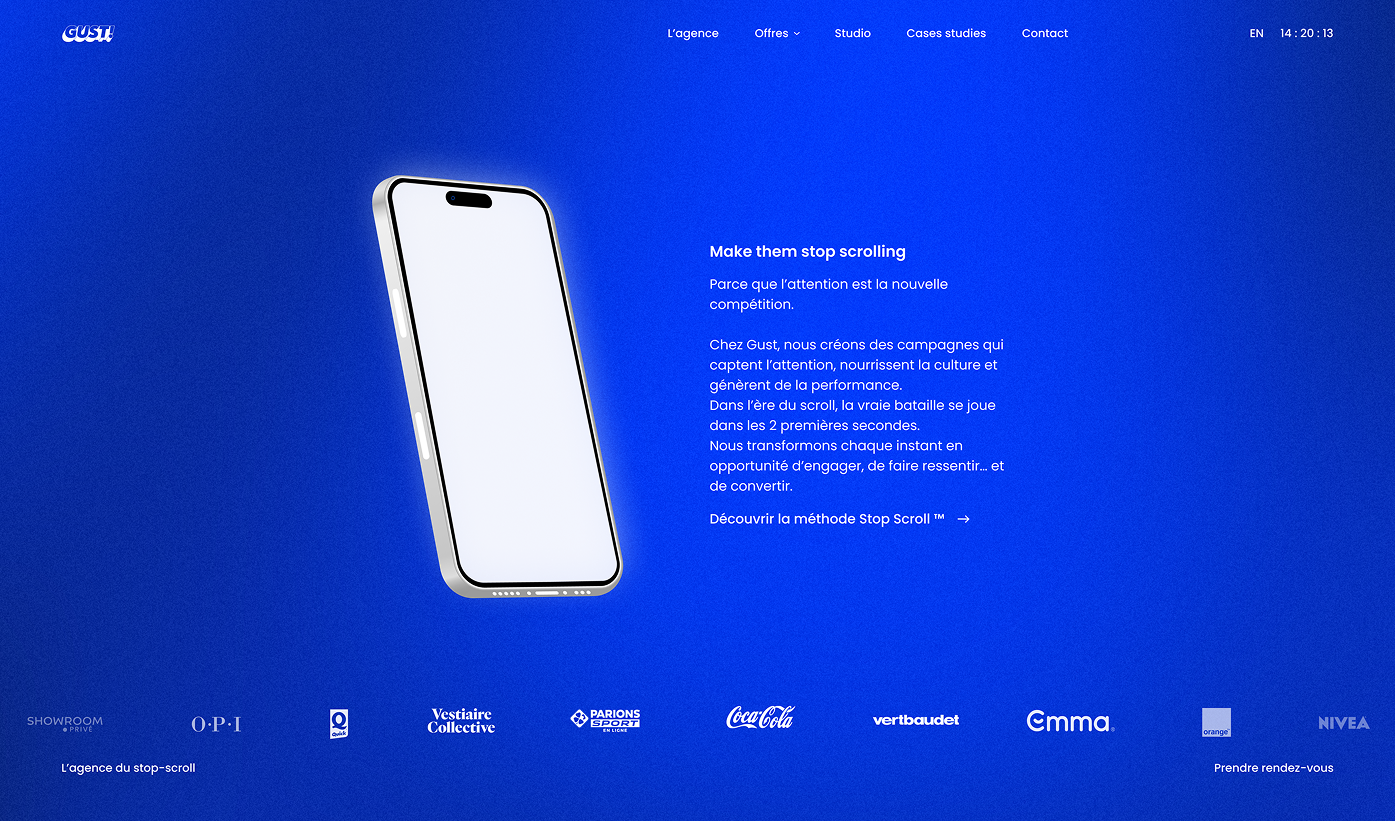 Gust Homepage — Phone tilted